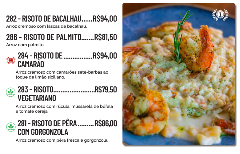 menu risotos